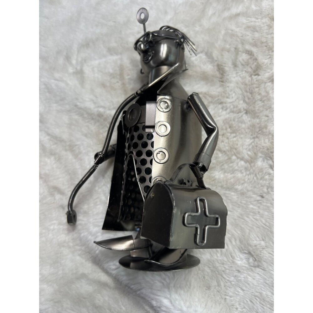 Decorative Metal Medical nurse/doctor Figurine Holding Stethoscope & Bag 12" Tal